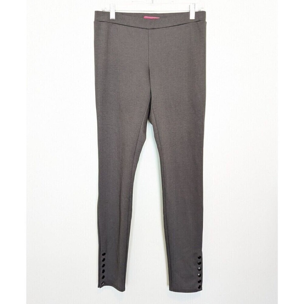 Alice + Olivia Womens Ponte Pants Size M Gray Snap Ankle‎ Skinny Pull On Mature